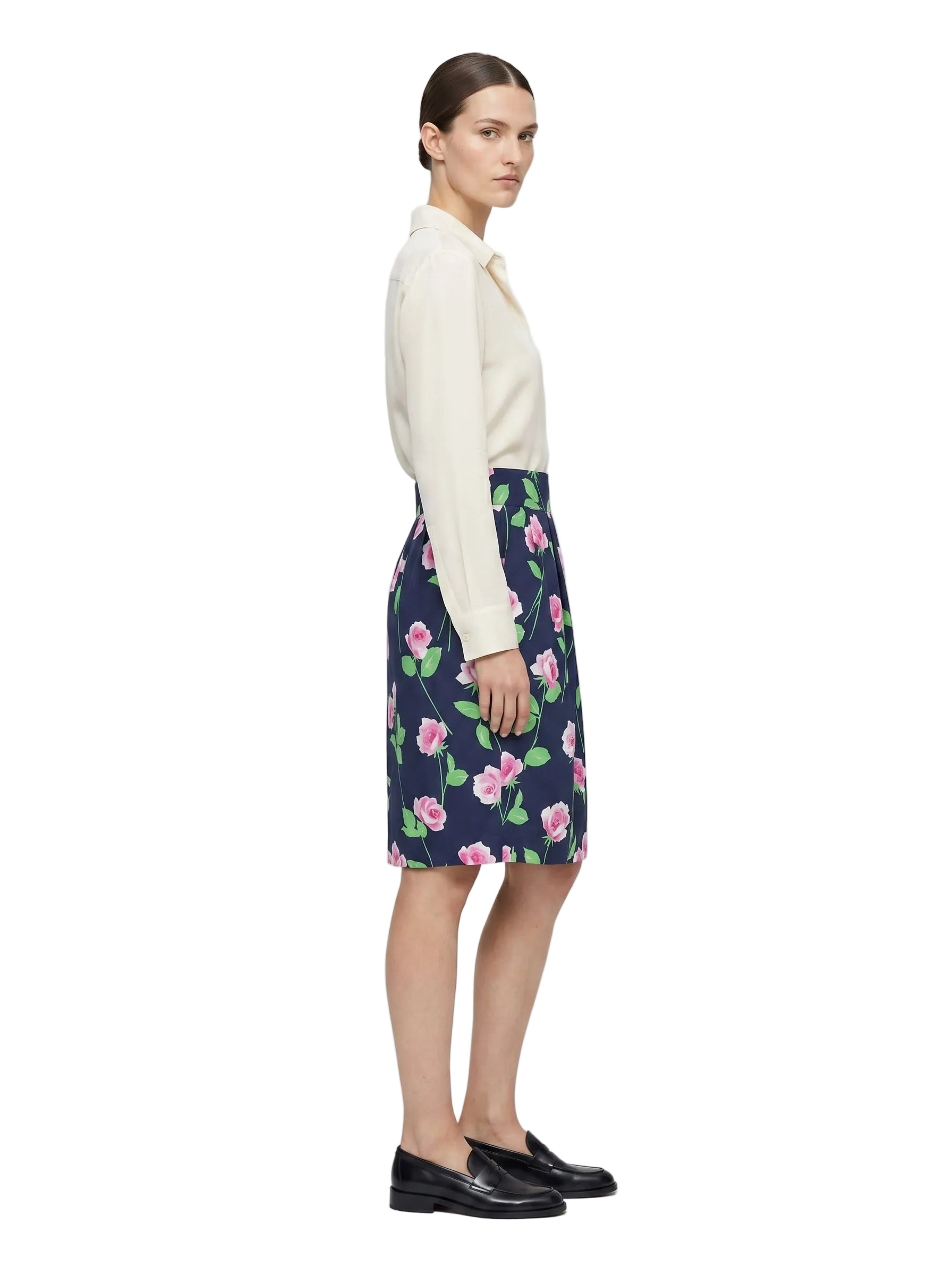 Falda Tulipán Rosas Navy