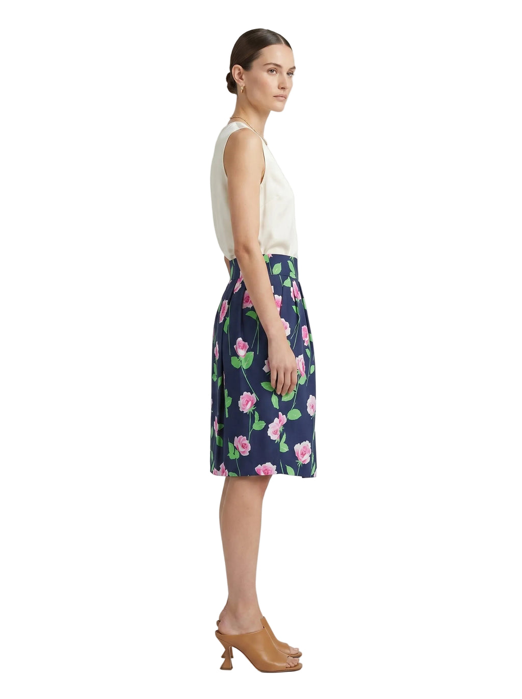 Falda Tulipán Rosas Navy