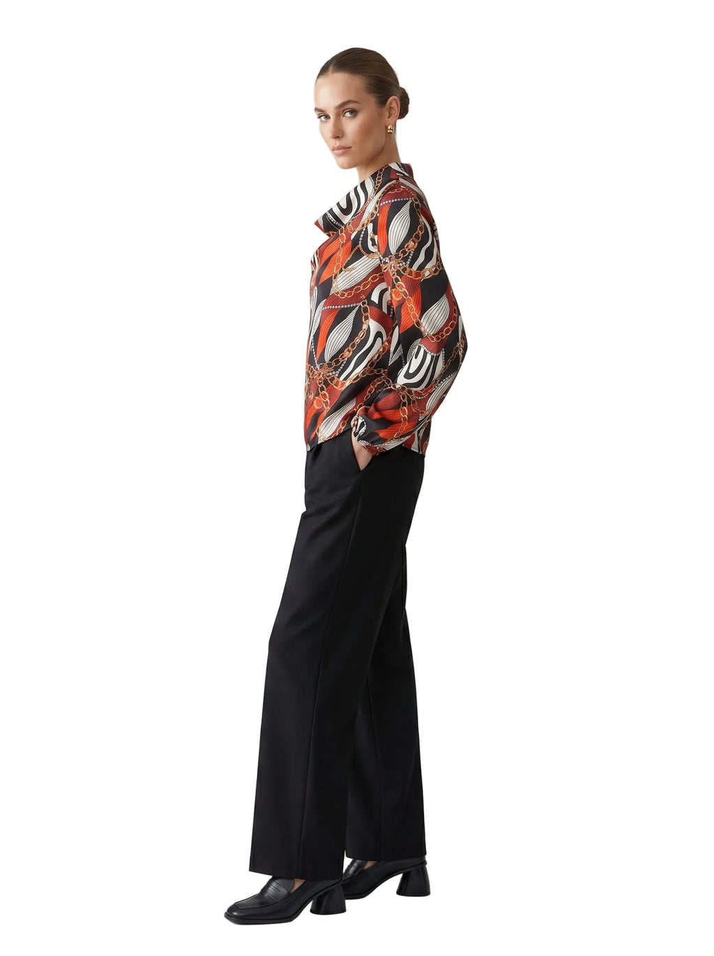 Blusa Satinada Cadenas & Zebra Print