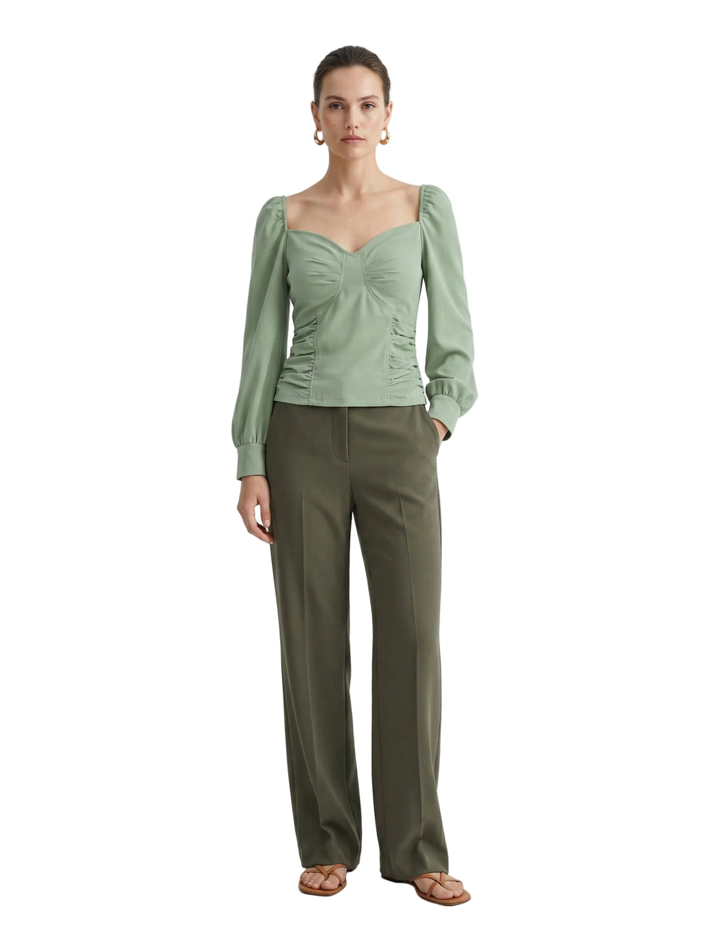 Top Verde Salvia Fruncido Bustier