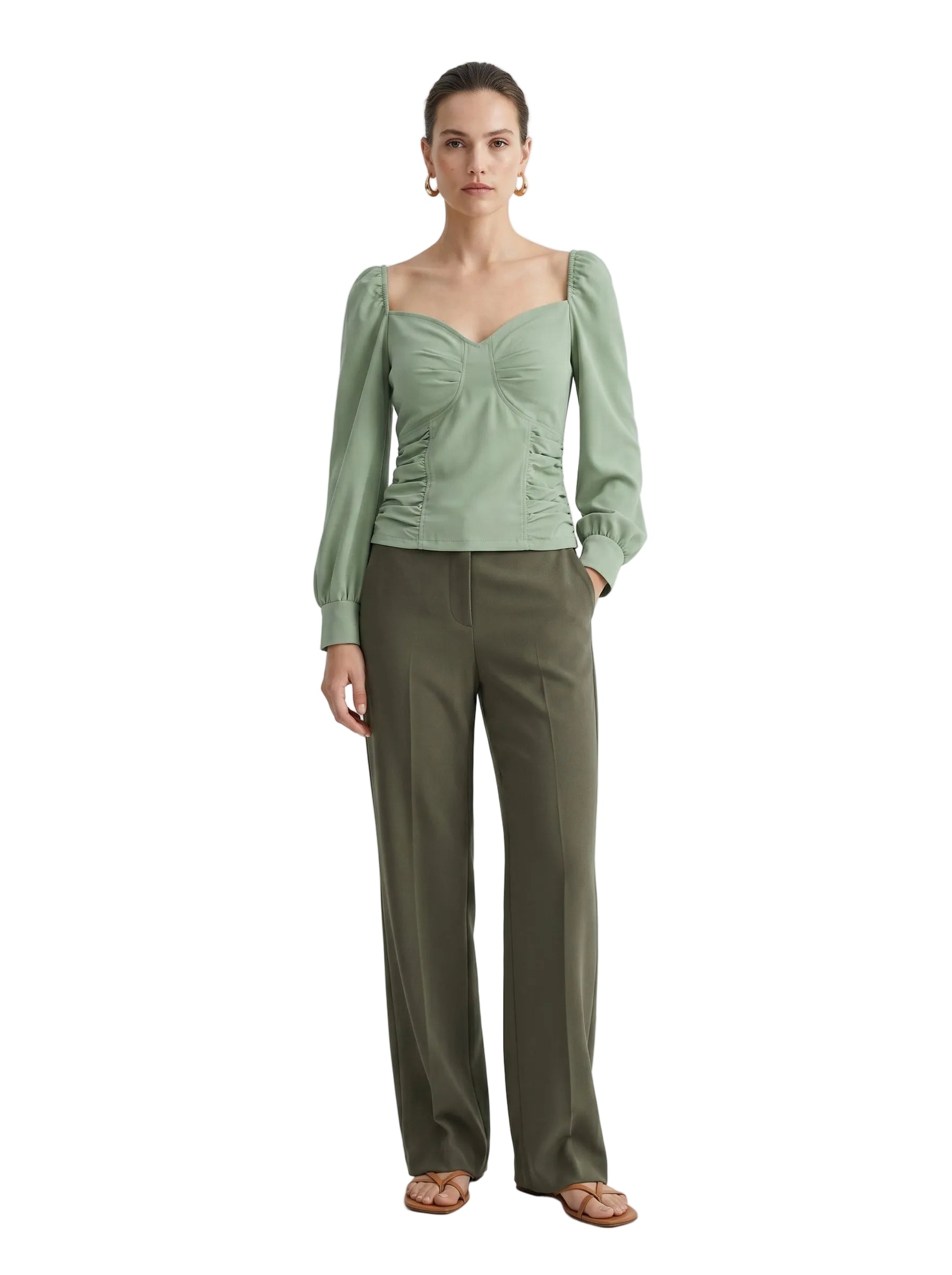 Top Verde Salvia Fruncido Bustier