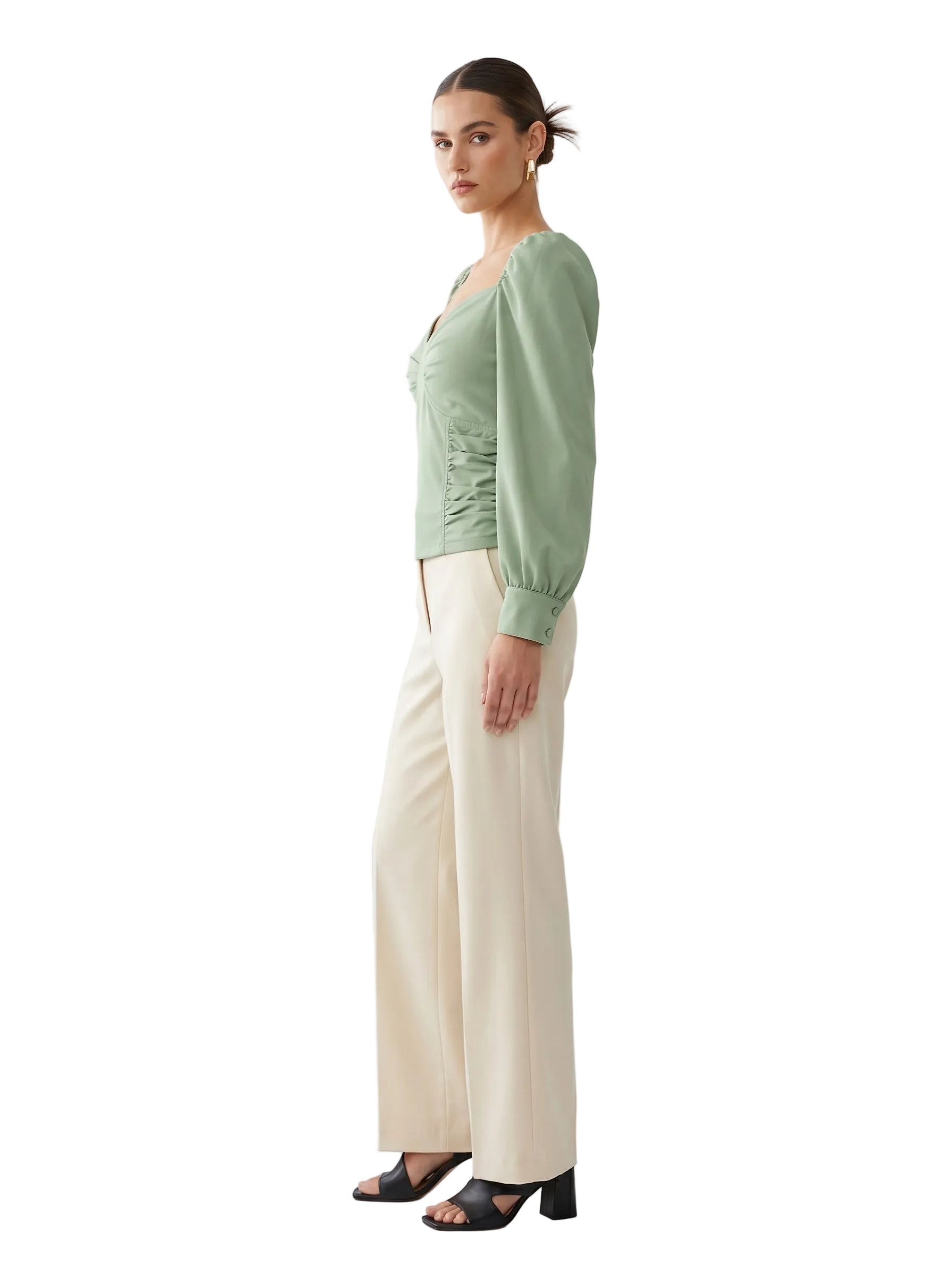 Top Verde Salvia Fruncido Bustier