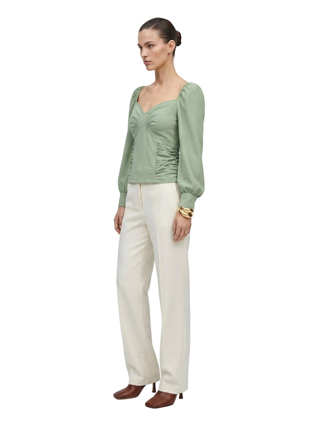 Top Verde Salvia Fruncido Bustier