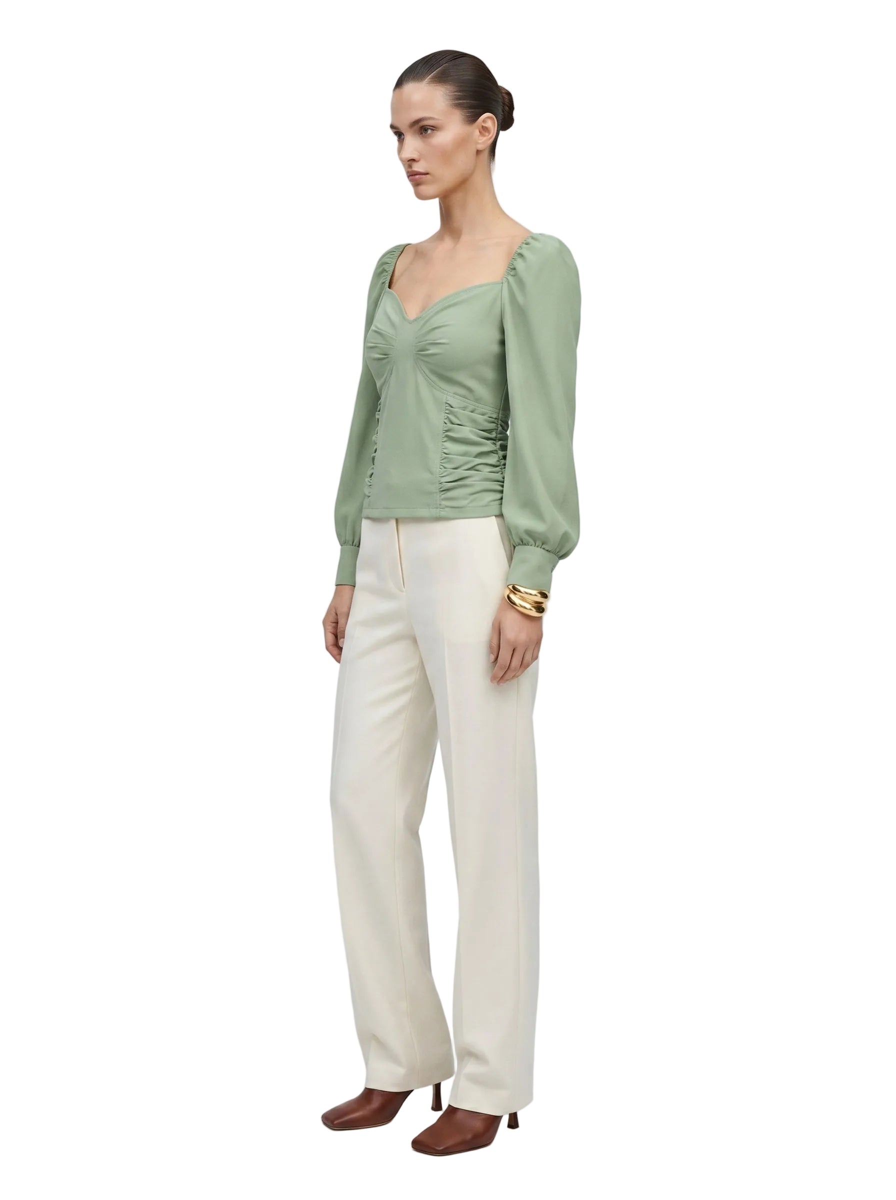 Top Verde Salvia Fruncido Bustier