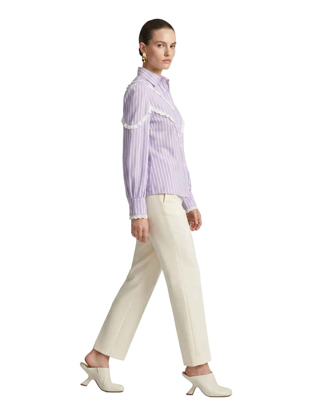 Camisa Lila Rayas & Encaje