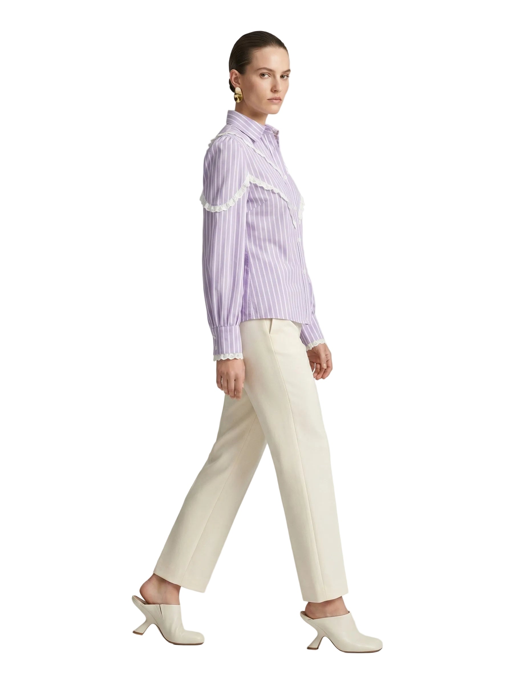 Camisa Lila Rayas & Encaje