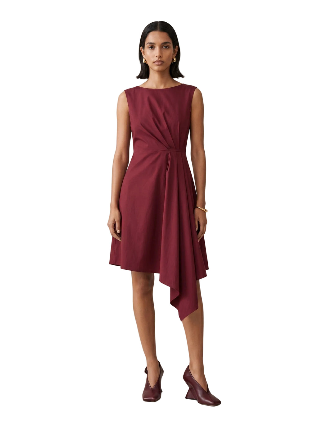 Vestido Borgoña Asimétrico Drapeado