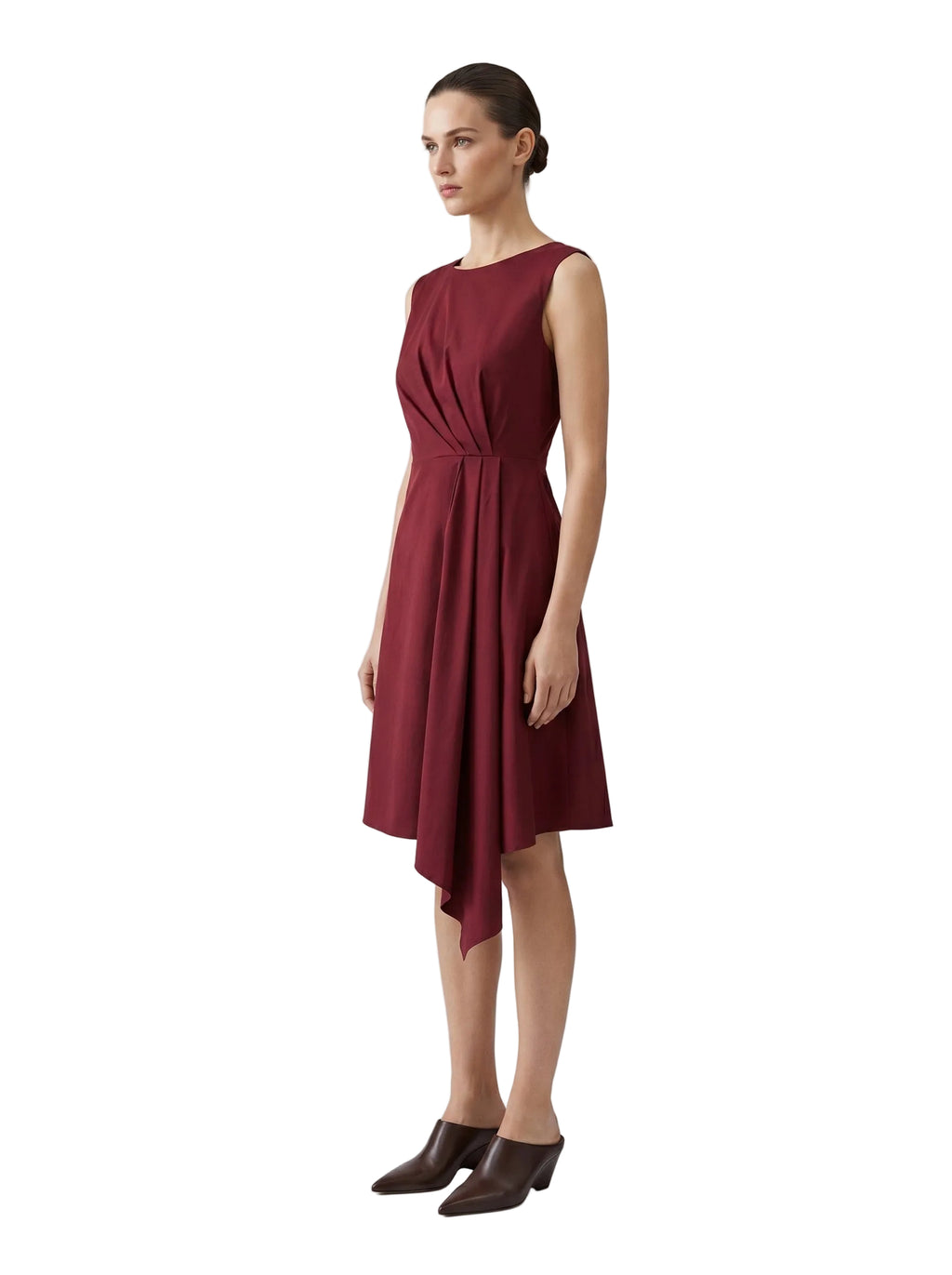 Vestido Borgoña Asimétrico Drapeado
