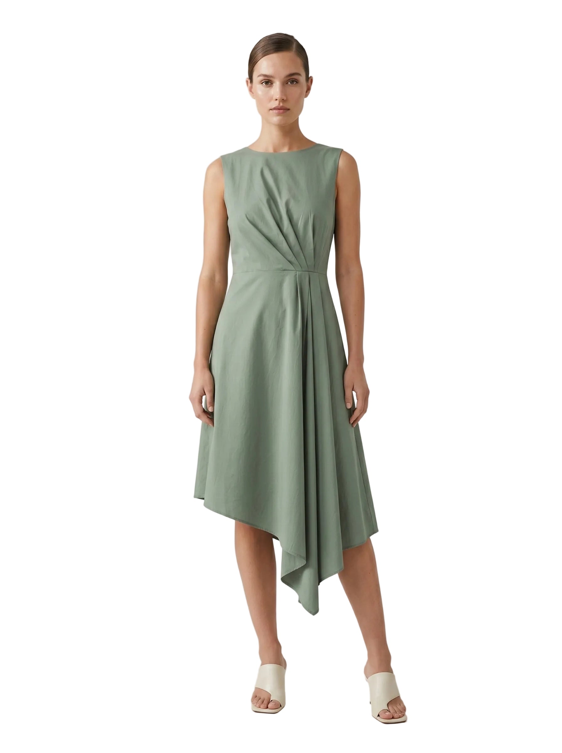 VESTIDO SAGE ASIMETRICO
