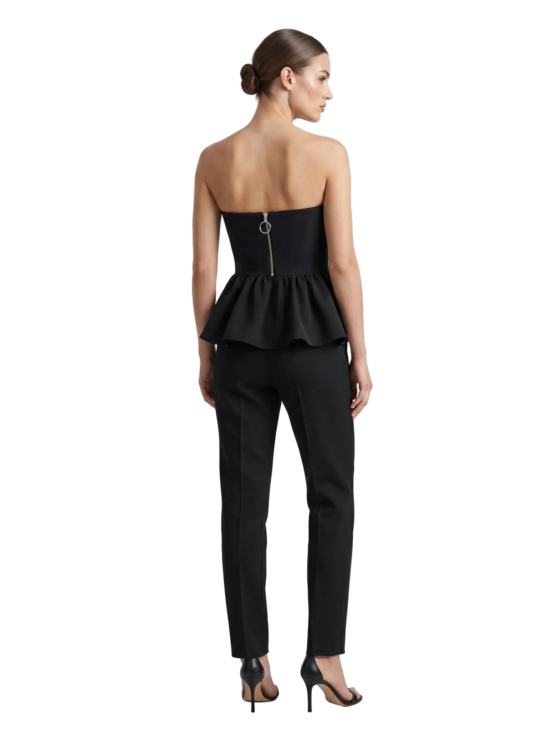 Top strapless peplum negro