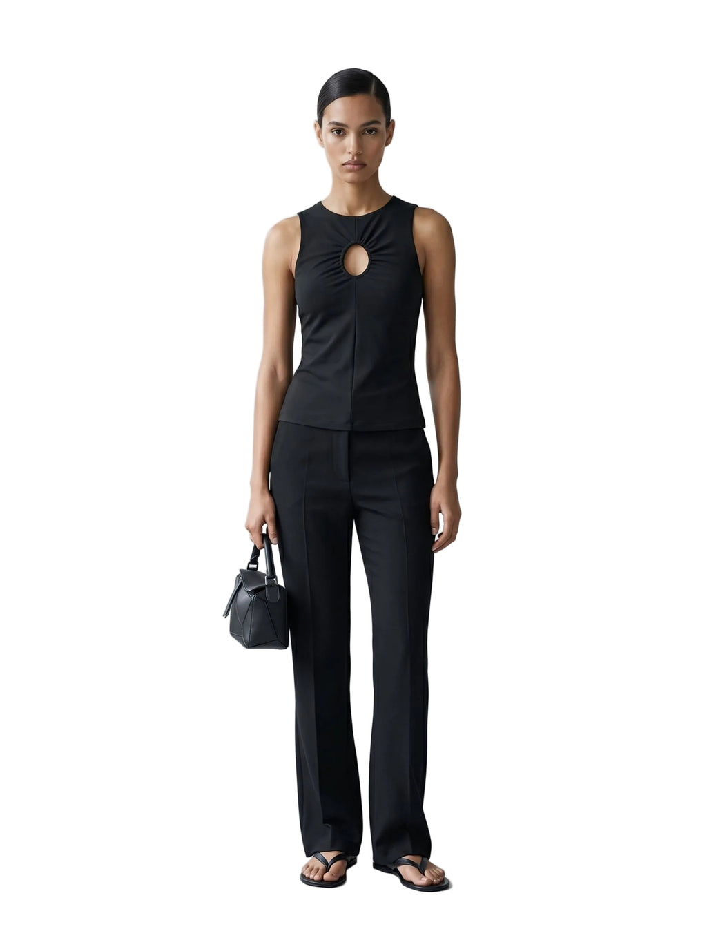 Top entallado cut-out keyhole negro