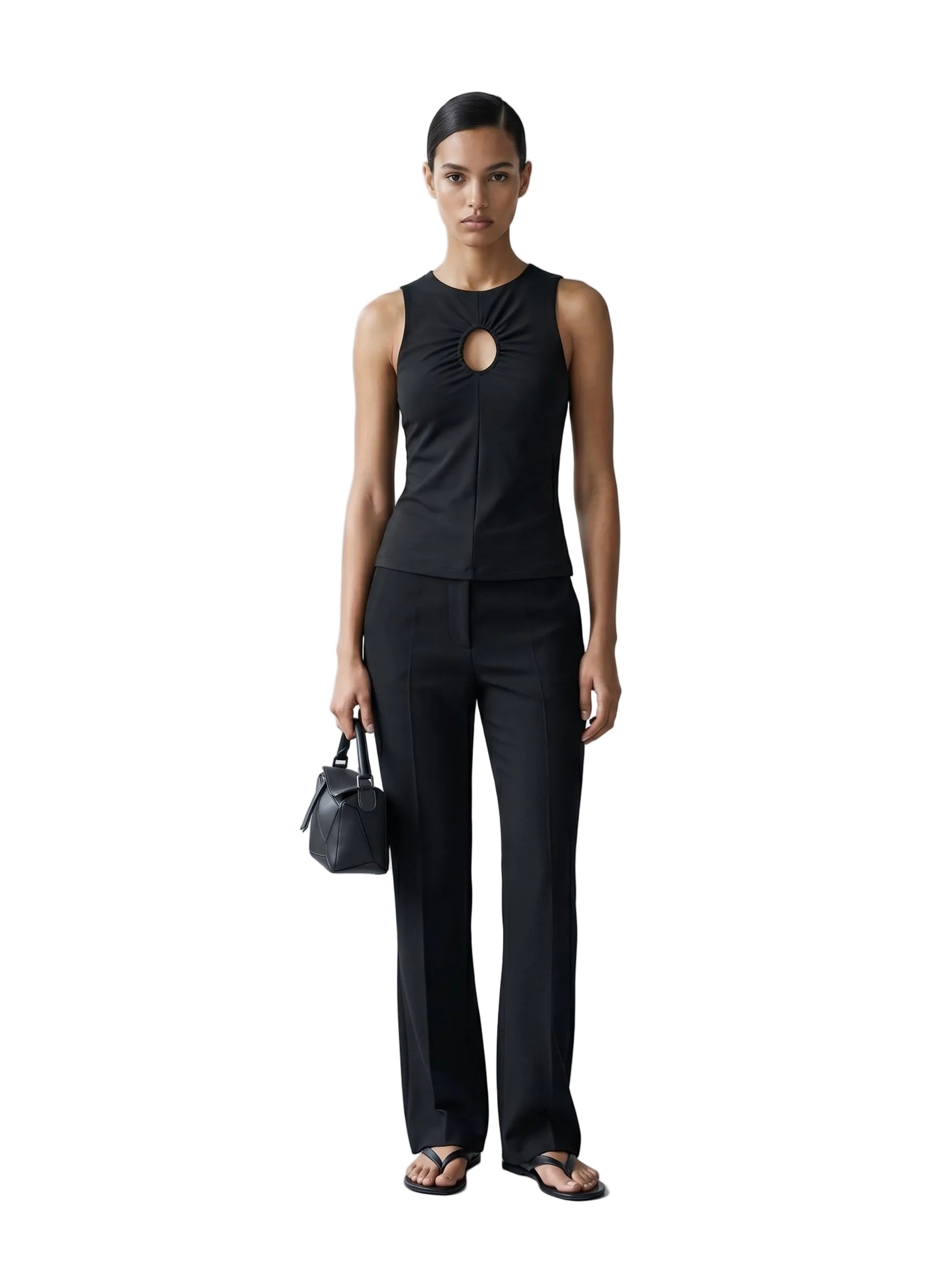 Top entallado cut-out keyhole negro