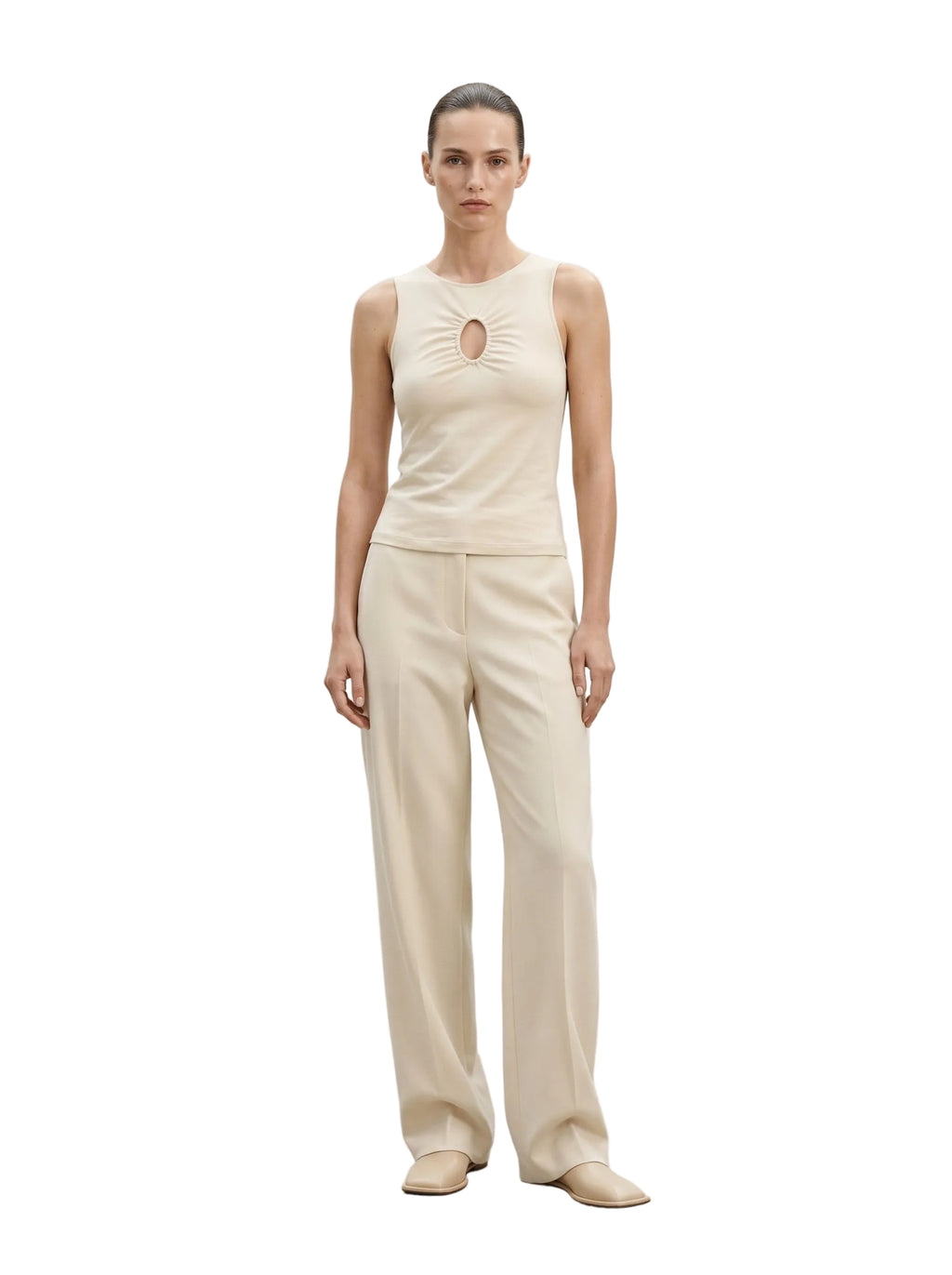 Top entallado cut-out keyhole blanco