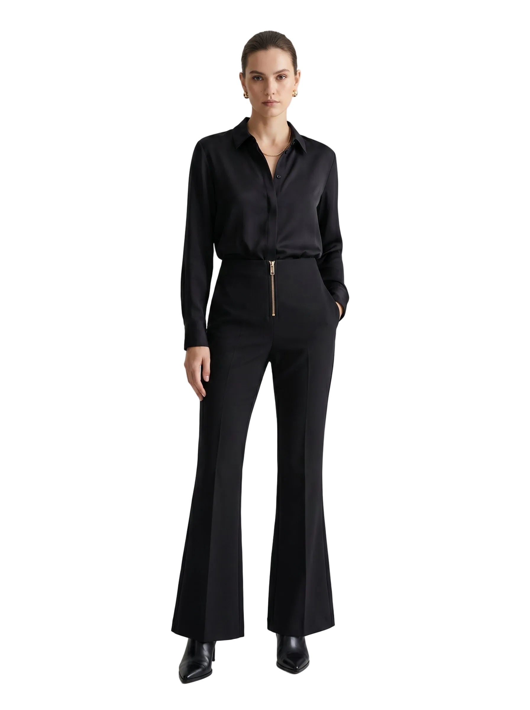 Pantalón Flare Cropped Noir