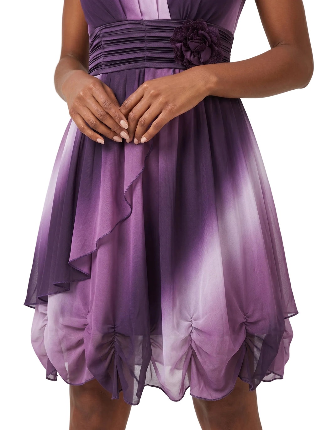 Vestido de Seda con Efecto Degradé Lila Púrpura
