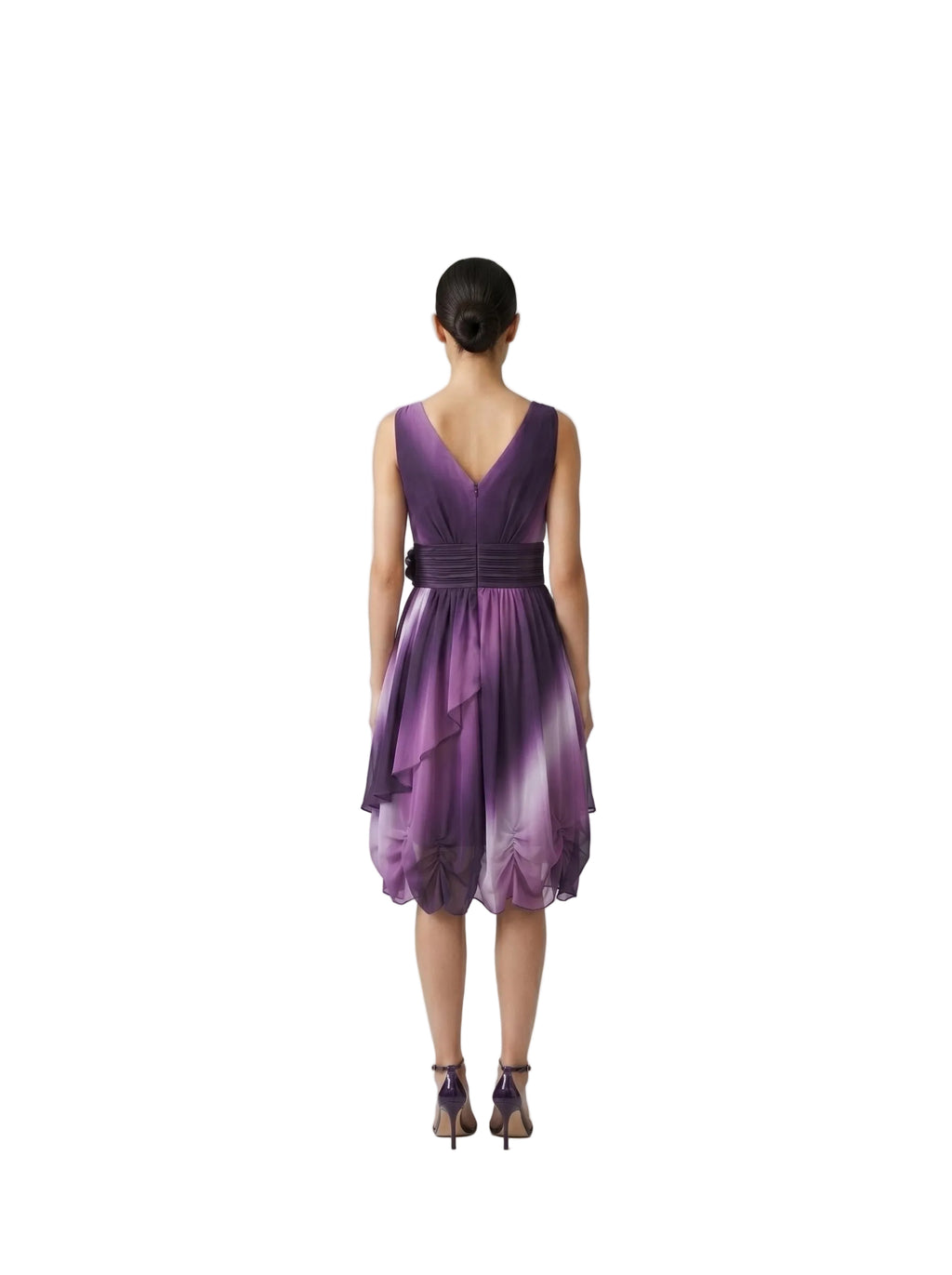 Vestido de Seda con Efecto Degradé Lila Púrpura