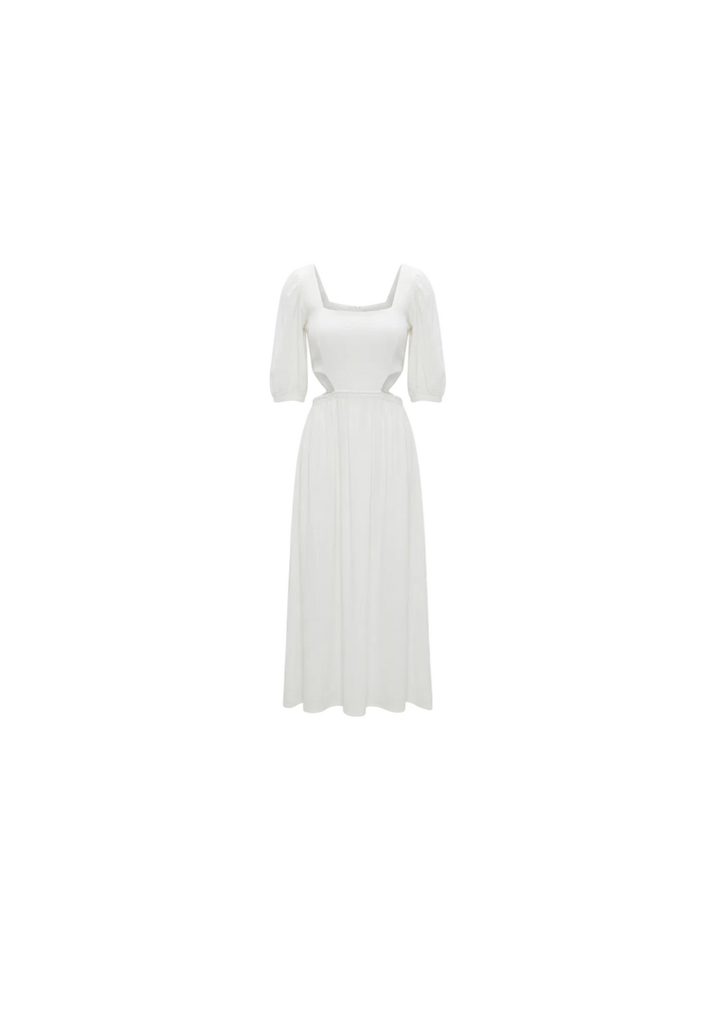 Vestido Blanco Cut-Out Manga Puff