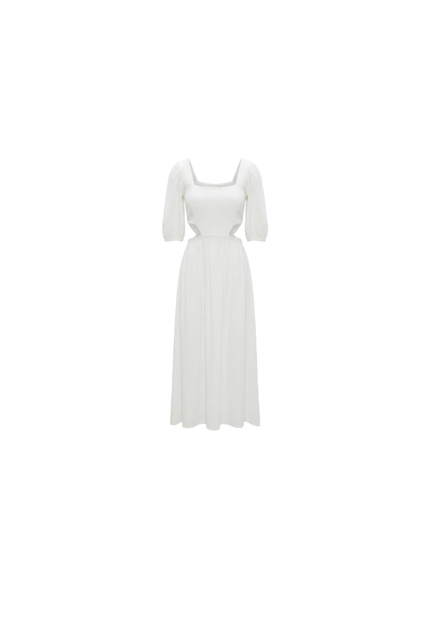 Vestido Blanco Cut-Out Manga Puff
