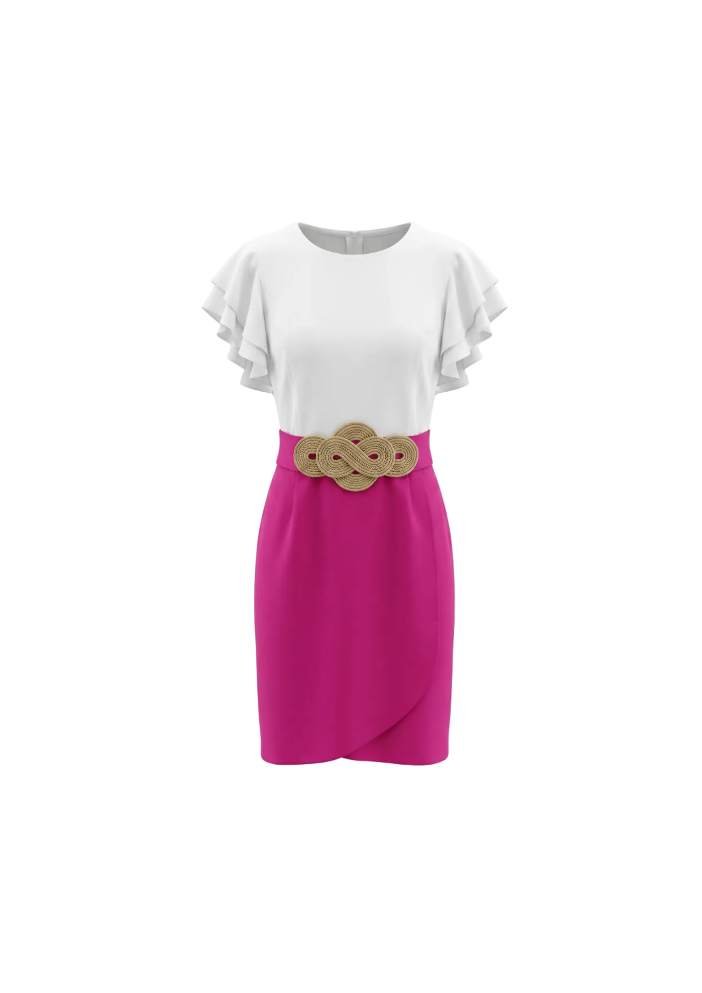 VESTIDO BICOLOR FUCSIAWHITE