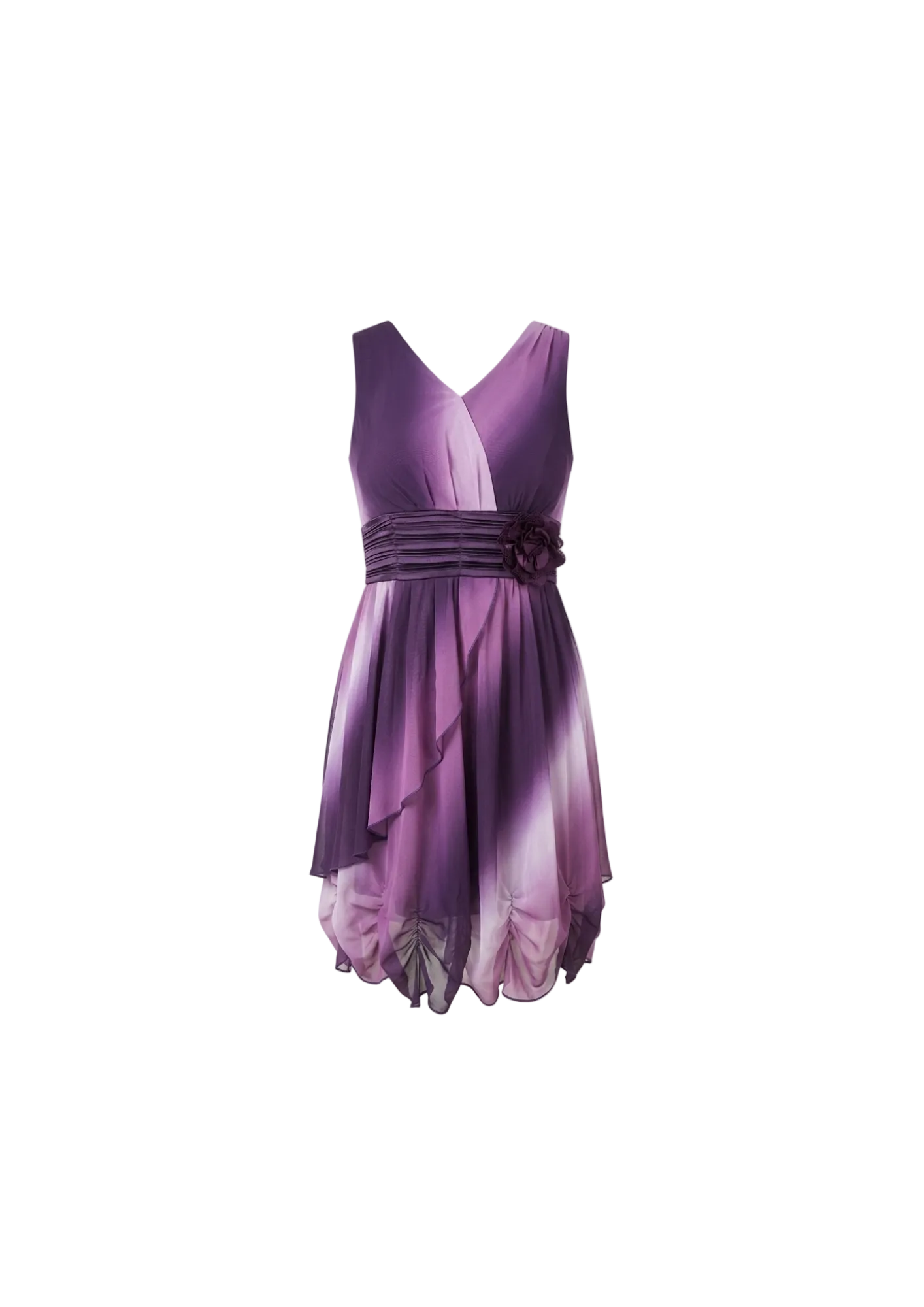 Vestido de Seda con Efecto Degradé Lila Púrpura