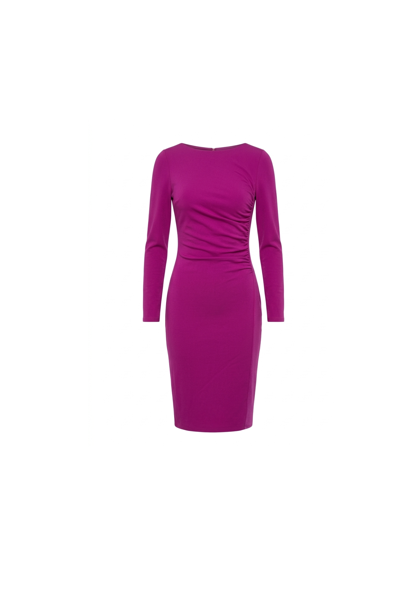 Vestido Ajustado Fruncido Fucsia