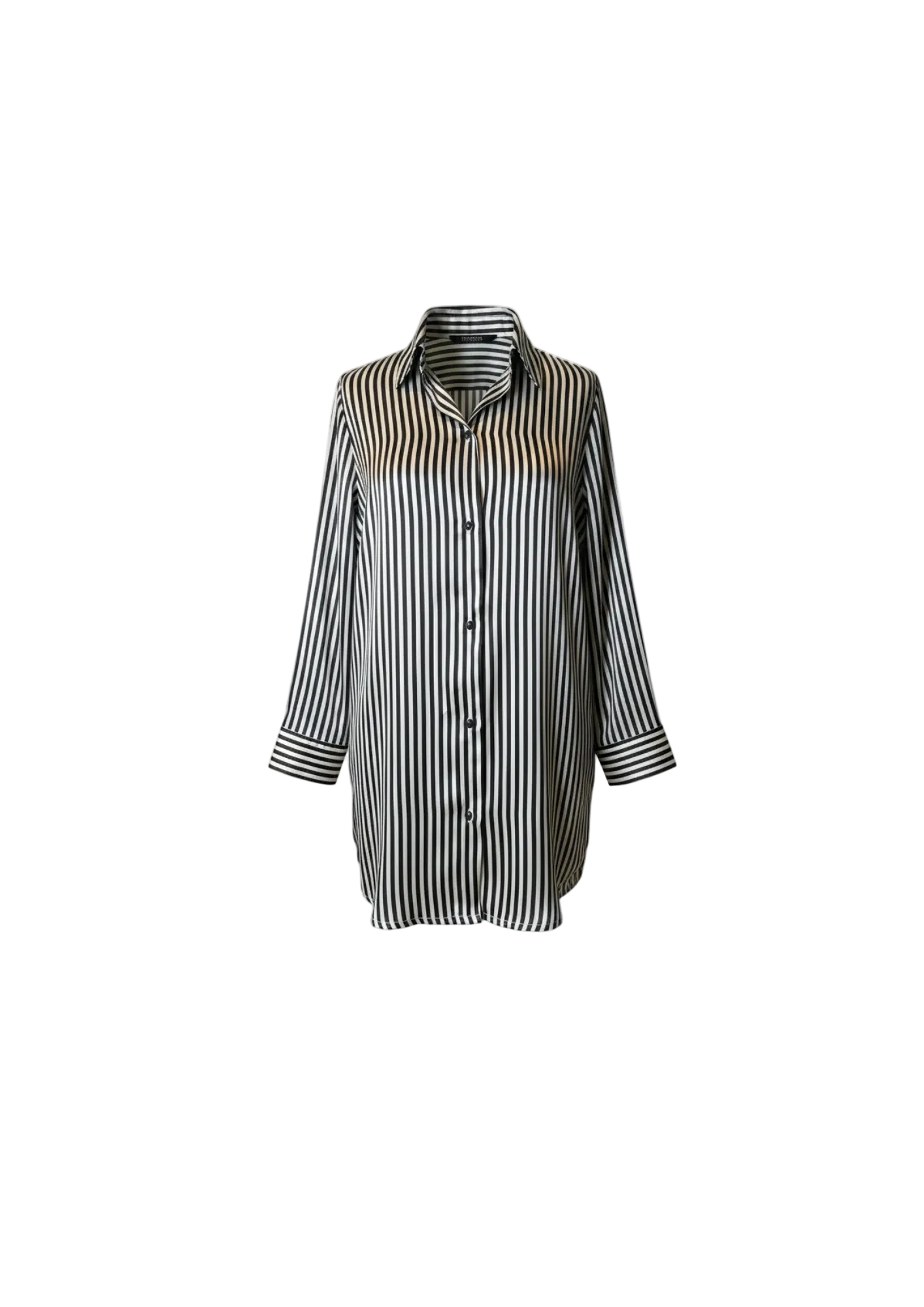 Camisola oversize en seda a rayas blanco y negro