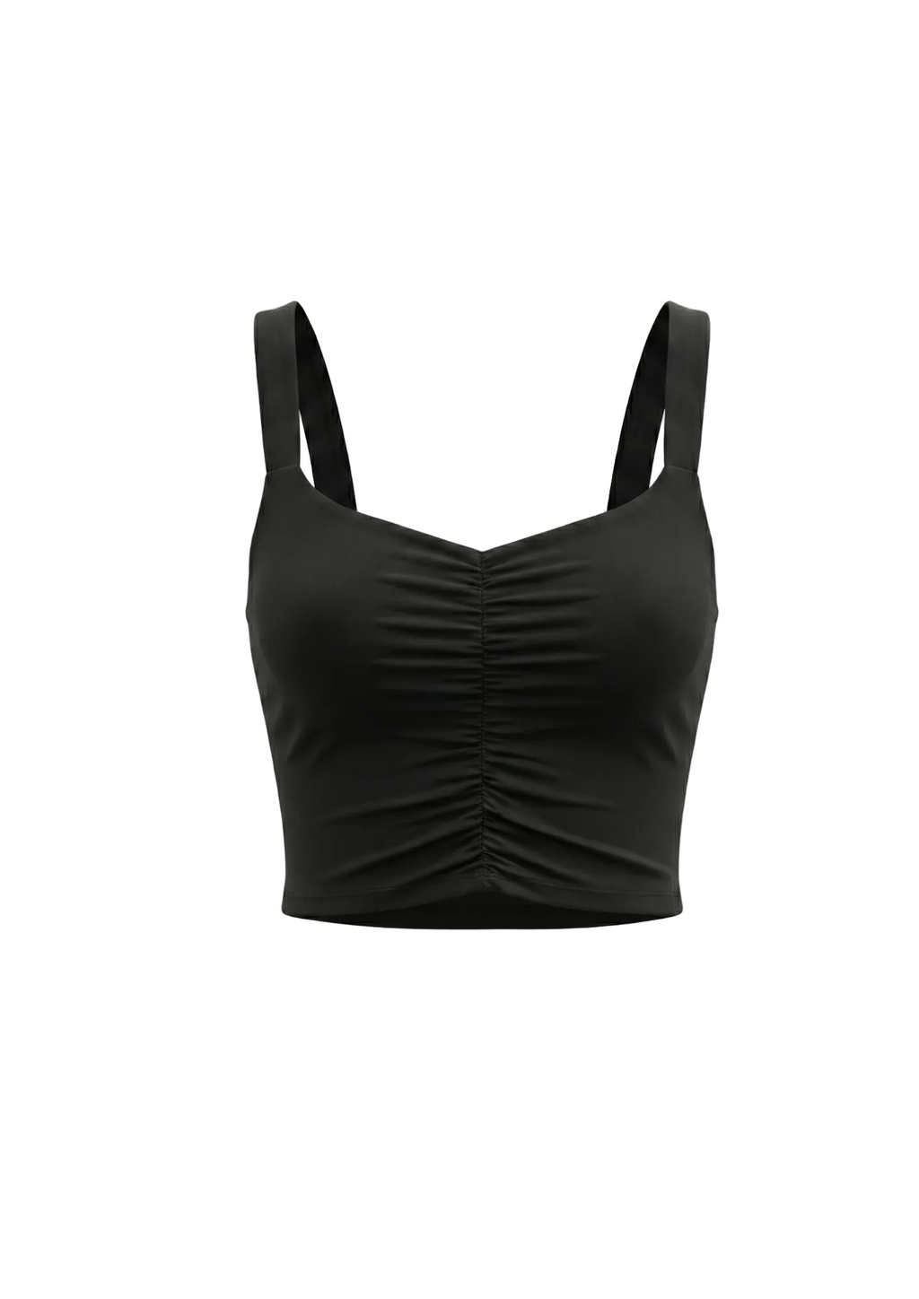 Top crop fruncido con tirantes negro