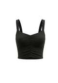 Top crop fruncido con tirantes negro