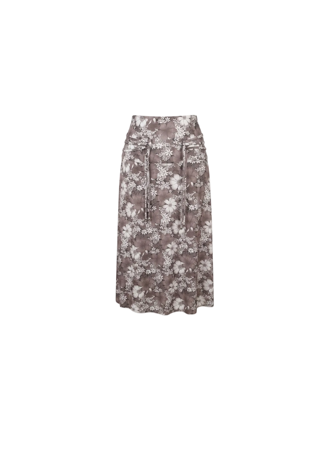 Falda Midi Floral Gris Topo