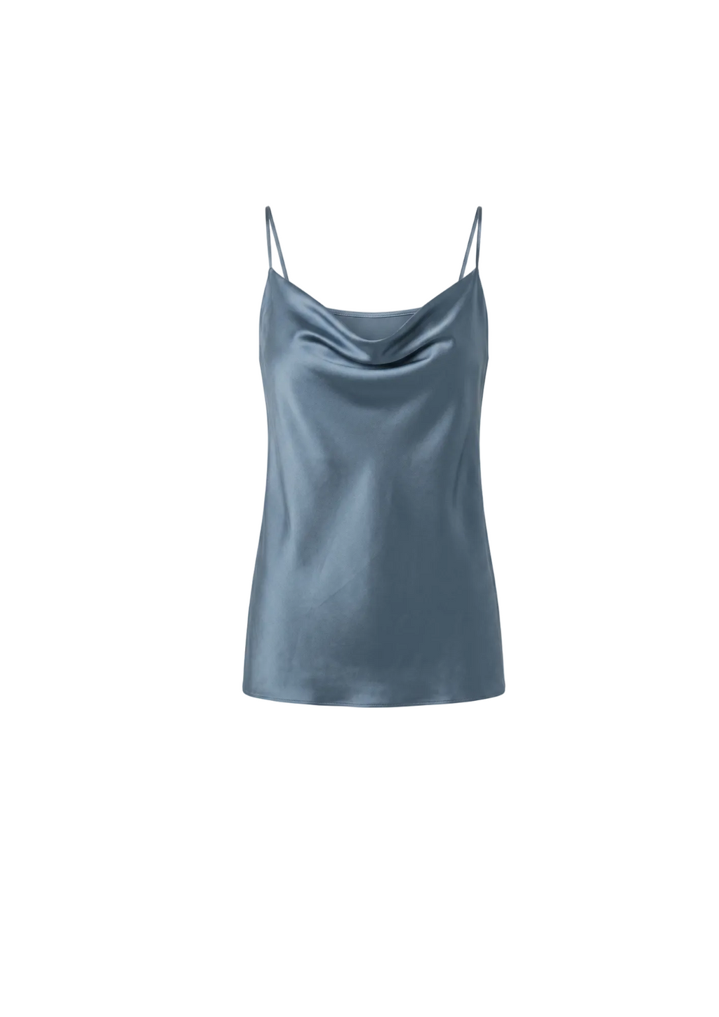 Top Satinado con Escote Cowl Azul Acero