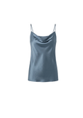 Top Satinado con Escote Cowl Azul Acero