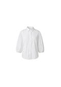 BLUSA BLANCA EN POPELINA CON MANGA TRES CUARTOS ABULLONADO