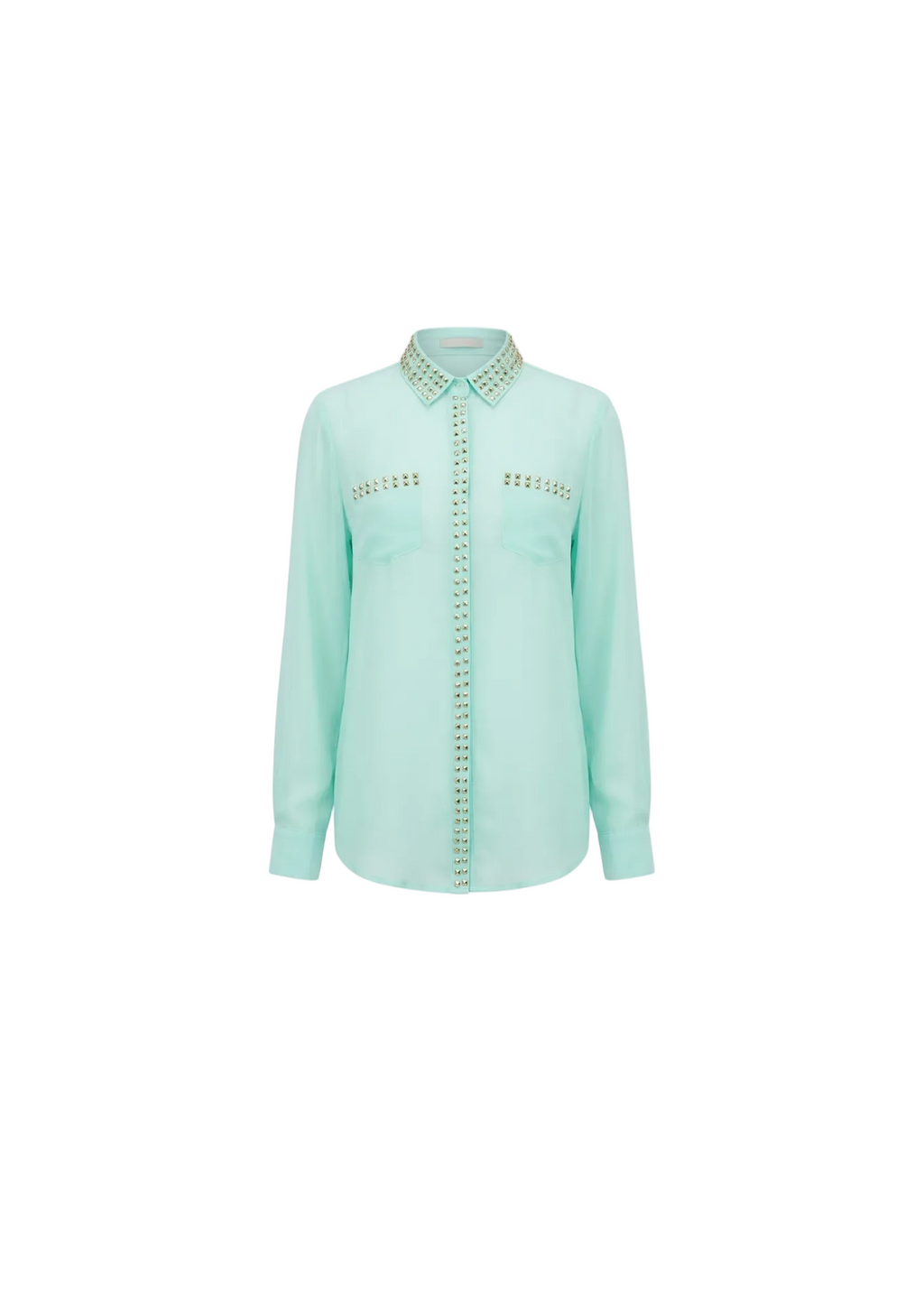 Camisa Menta Tachas Doradas