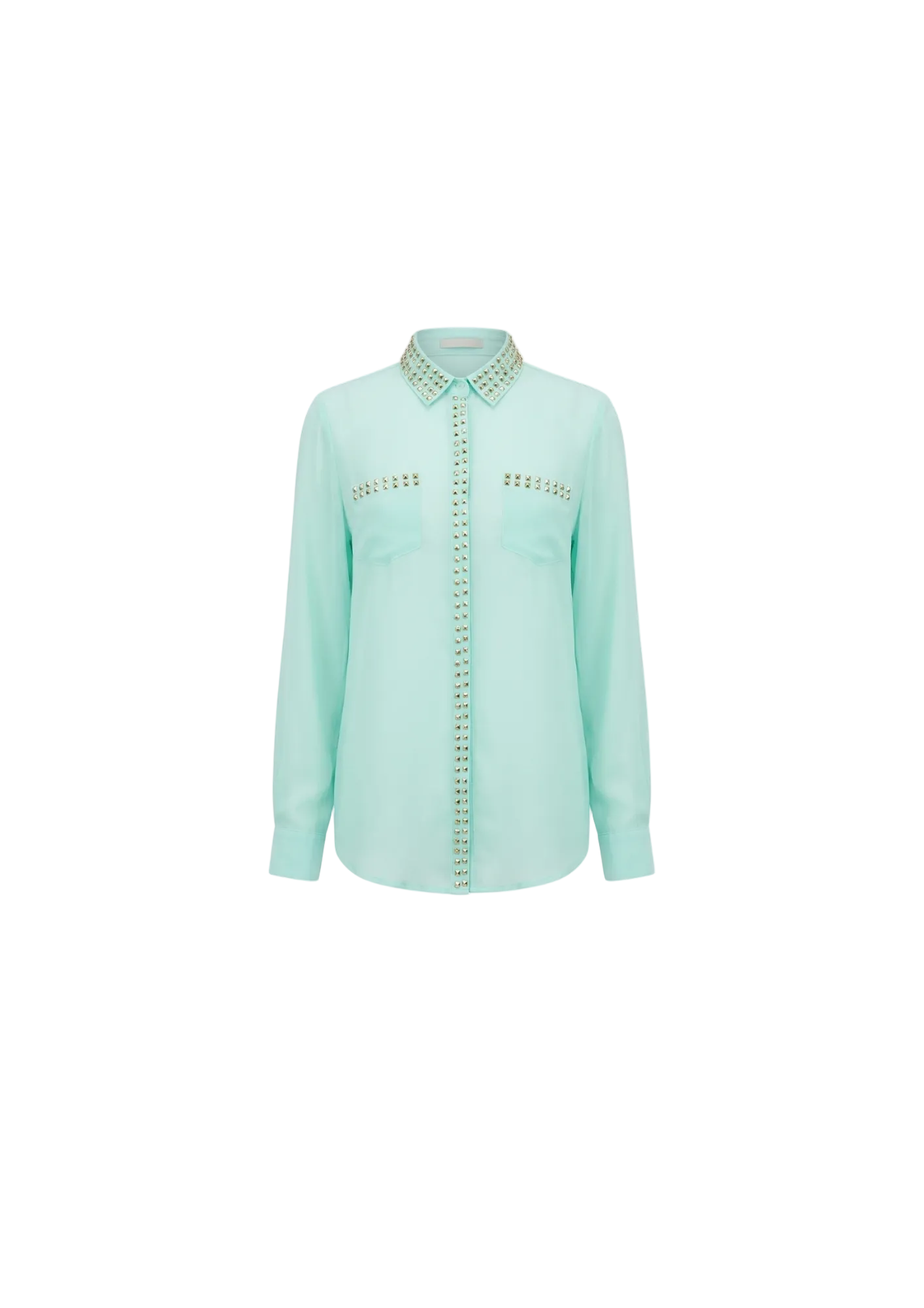 Camisa Menta Tachas Doradas