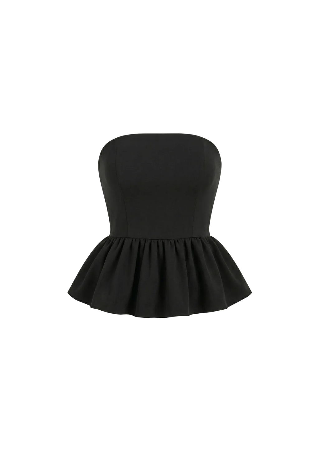Top strapless peplum negro