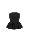 Top strapless peplum negro
