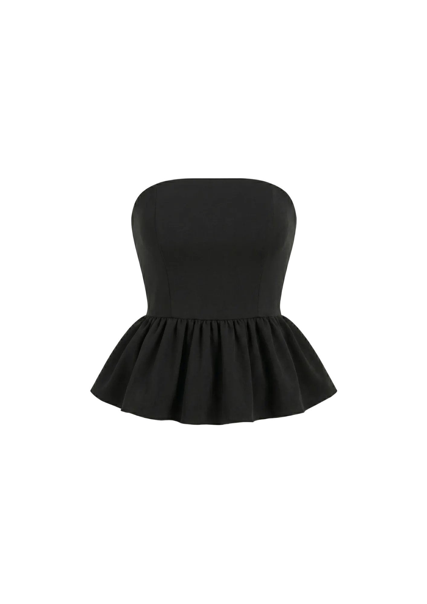 Top strapless peplum negro