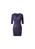Vestido Punto Morado Lentejuelas Verticales