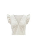 Top crop bordado en tono natural marfil
