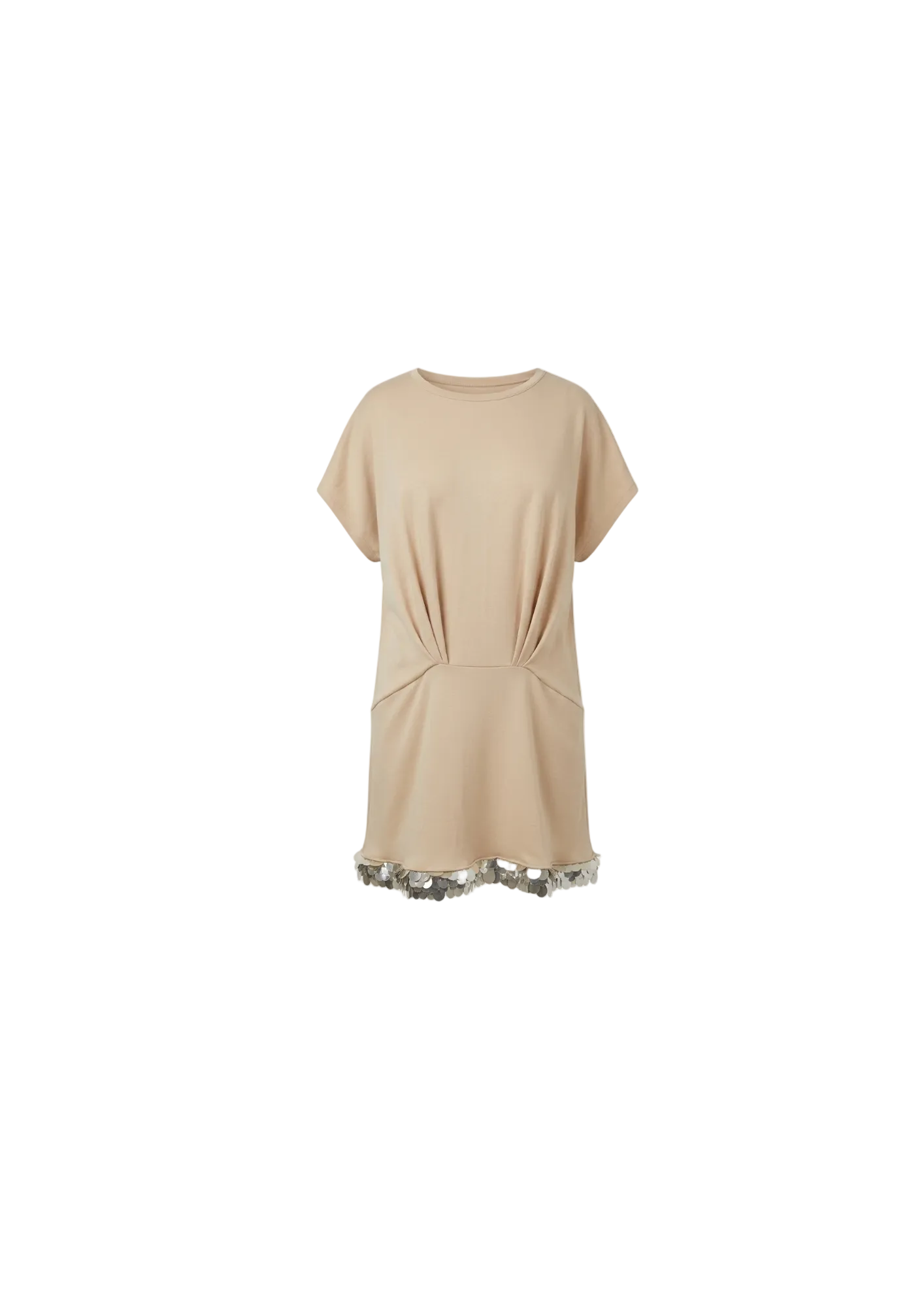 Vestido Nude Lentejuelas Plateadas