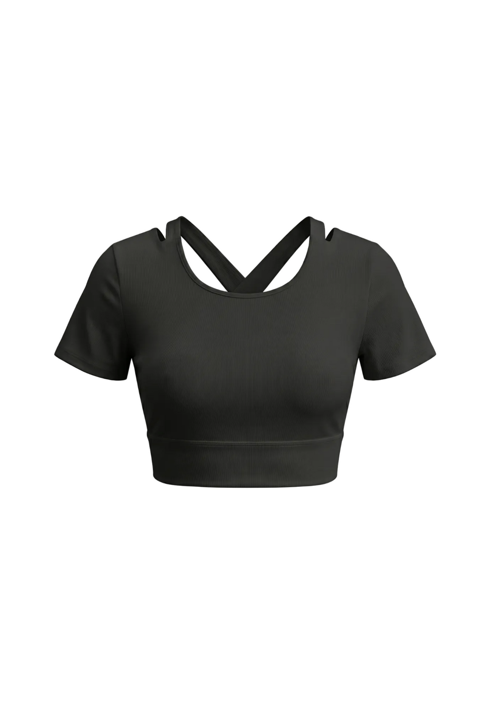 Top crop espalda cruzada con mangas negro