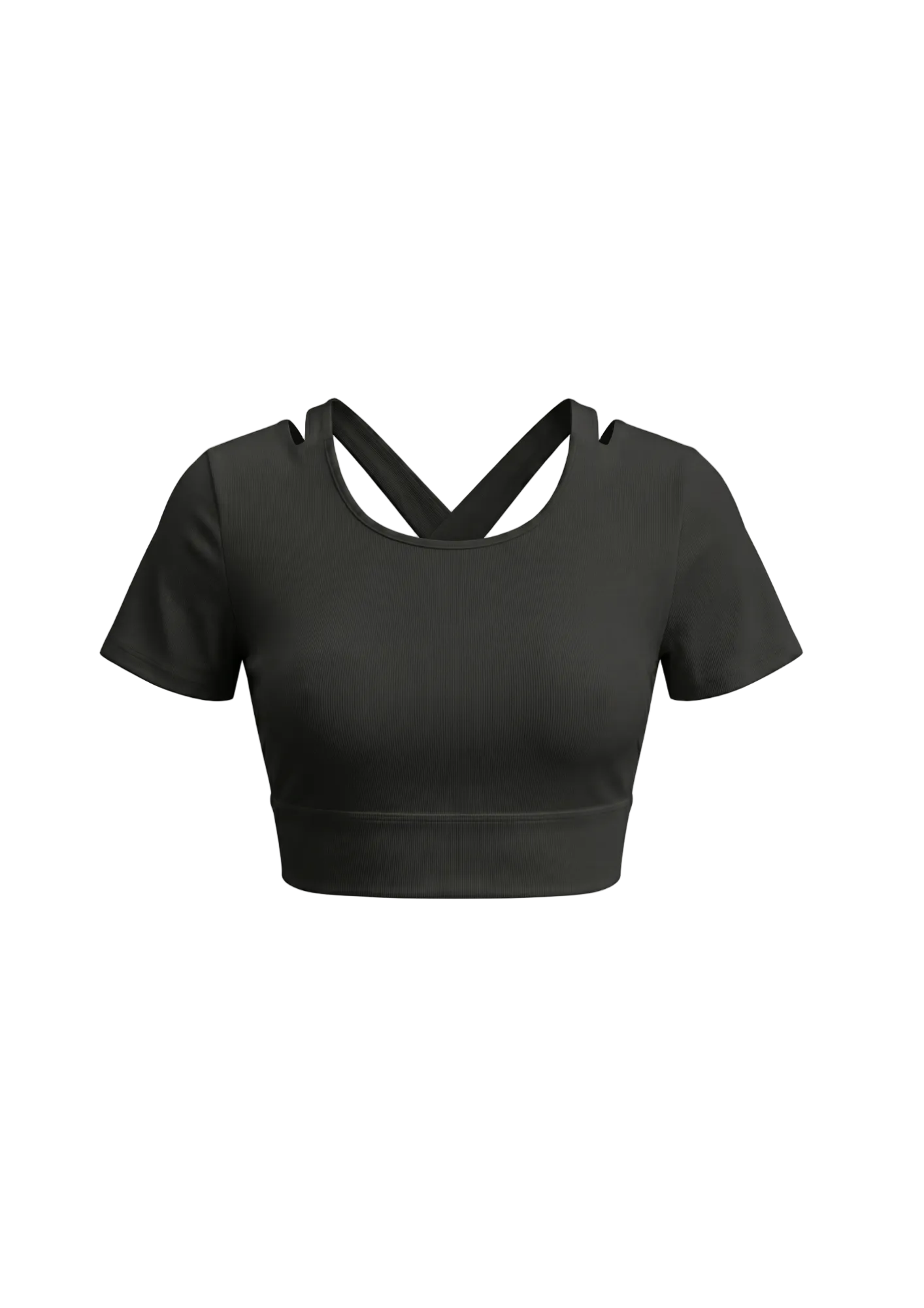 Top crop espalda cruzada con mangas negro