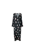 Vestido Maxi Estampado Plumas