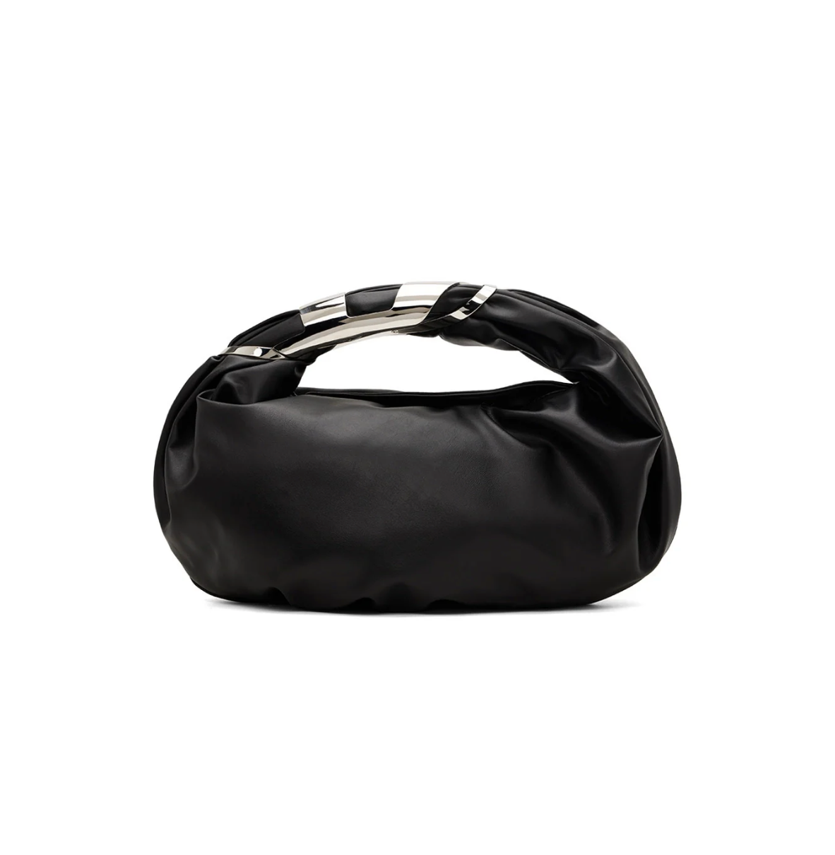 Black buffed faux-leather shoulder bag