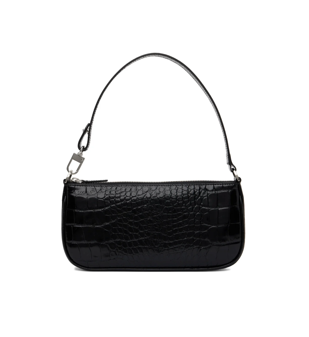 Black Croc Rachel Shoulder Bag