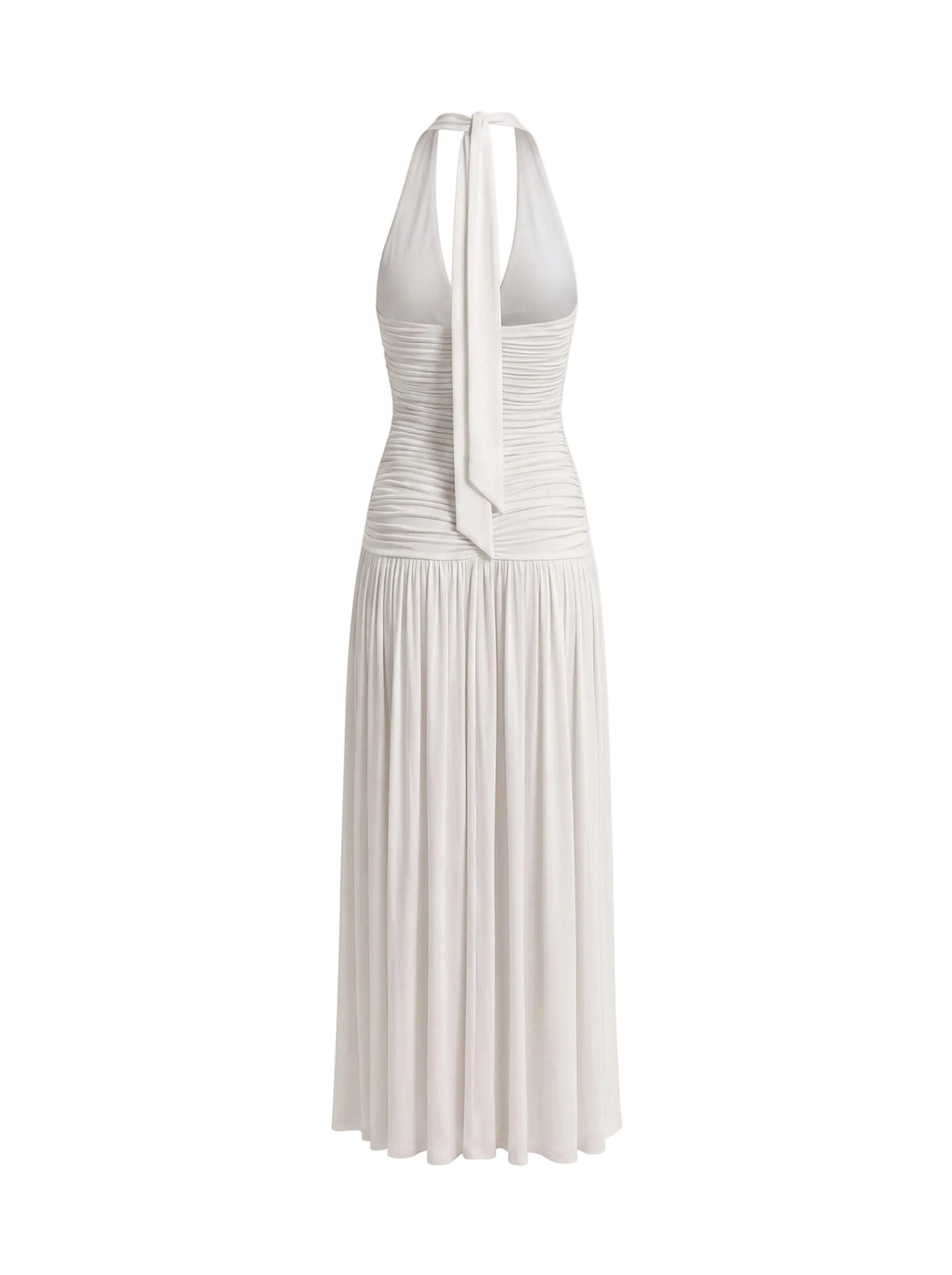 Vestido Maxi Halter con Fruncido Central Blanco