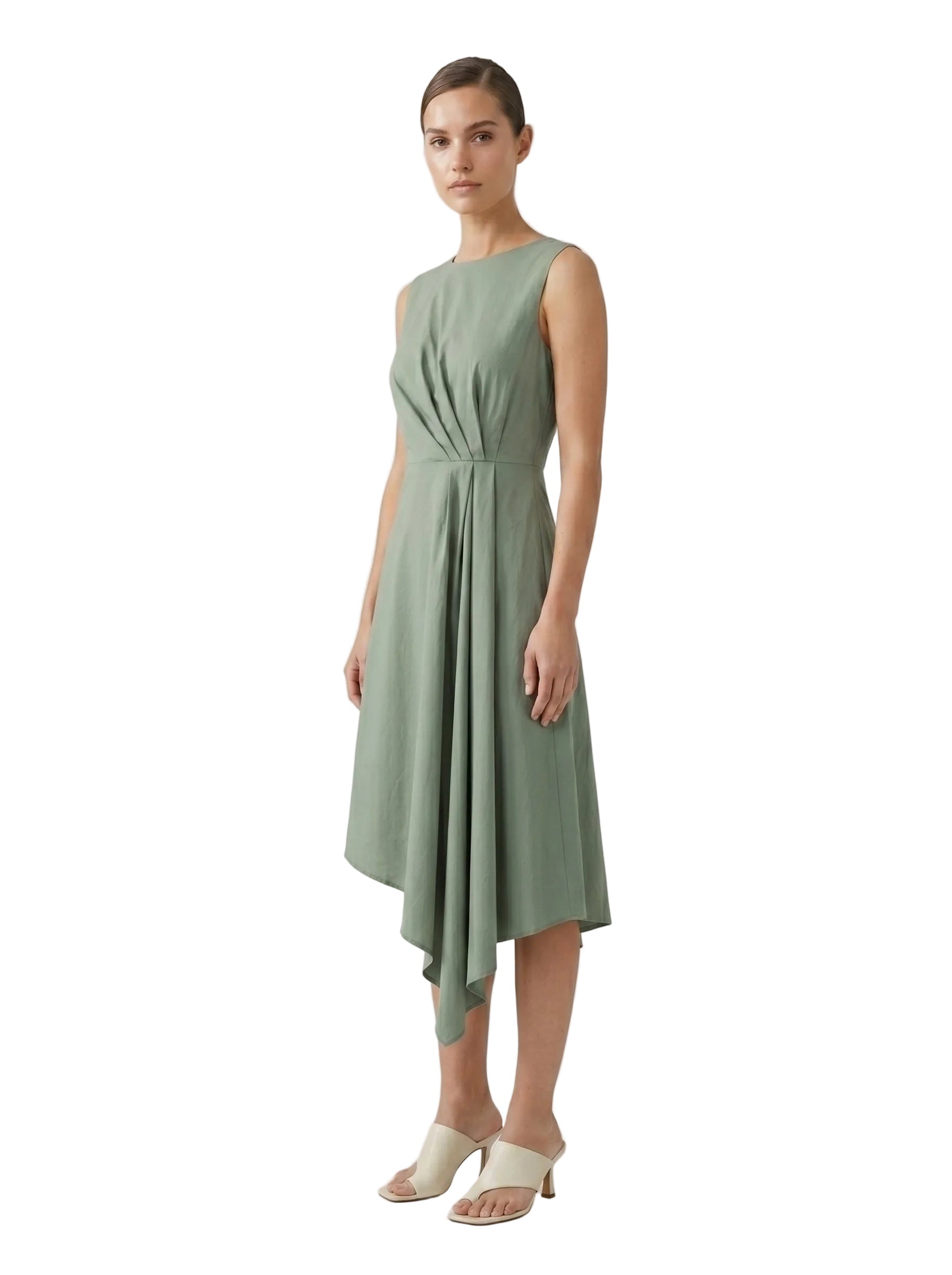 VESTIDO SAGE ASIMETRICO