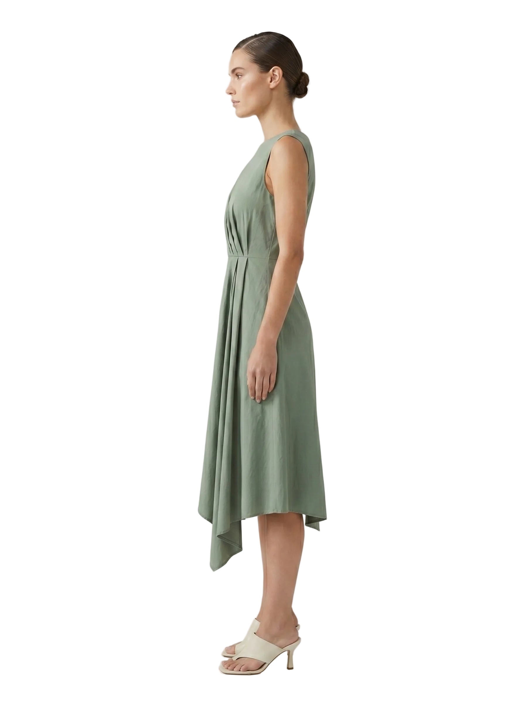 VESTIDO SAGE ASIMETRICO