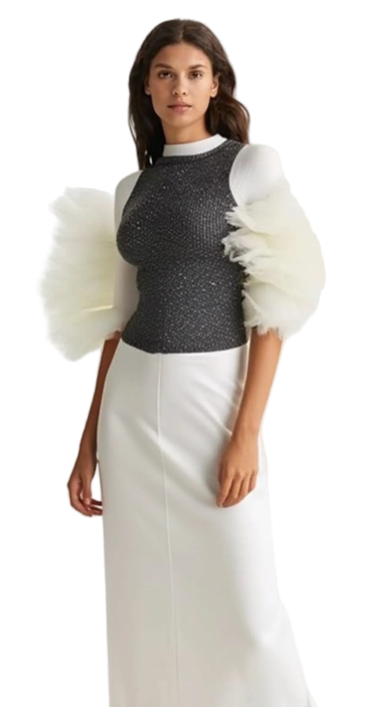 Blusa nera con brillanti tessuto a punto