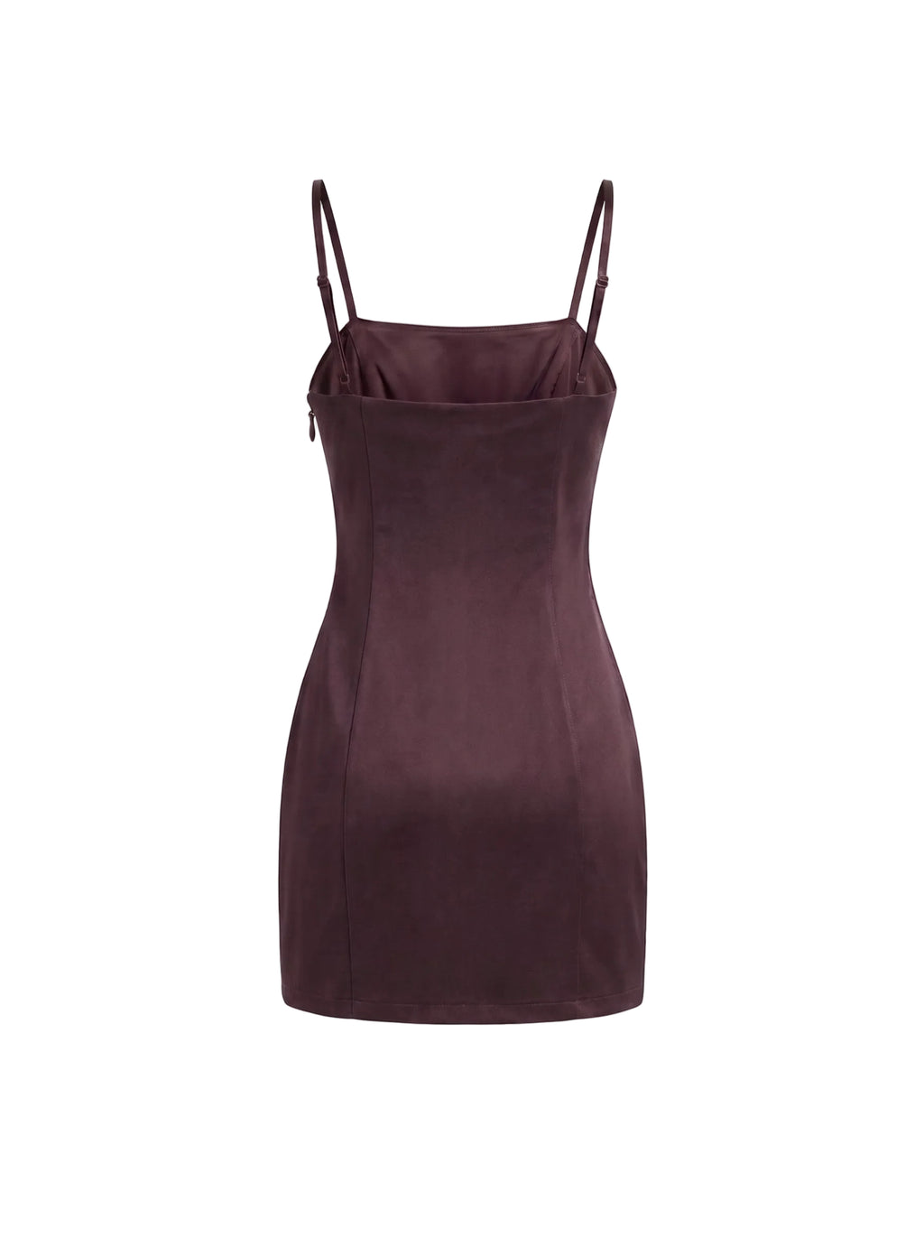 Vestido Mini Satinado con Tirantes Ciruela
